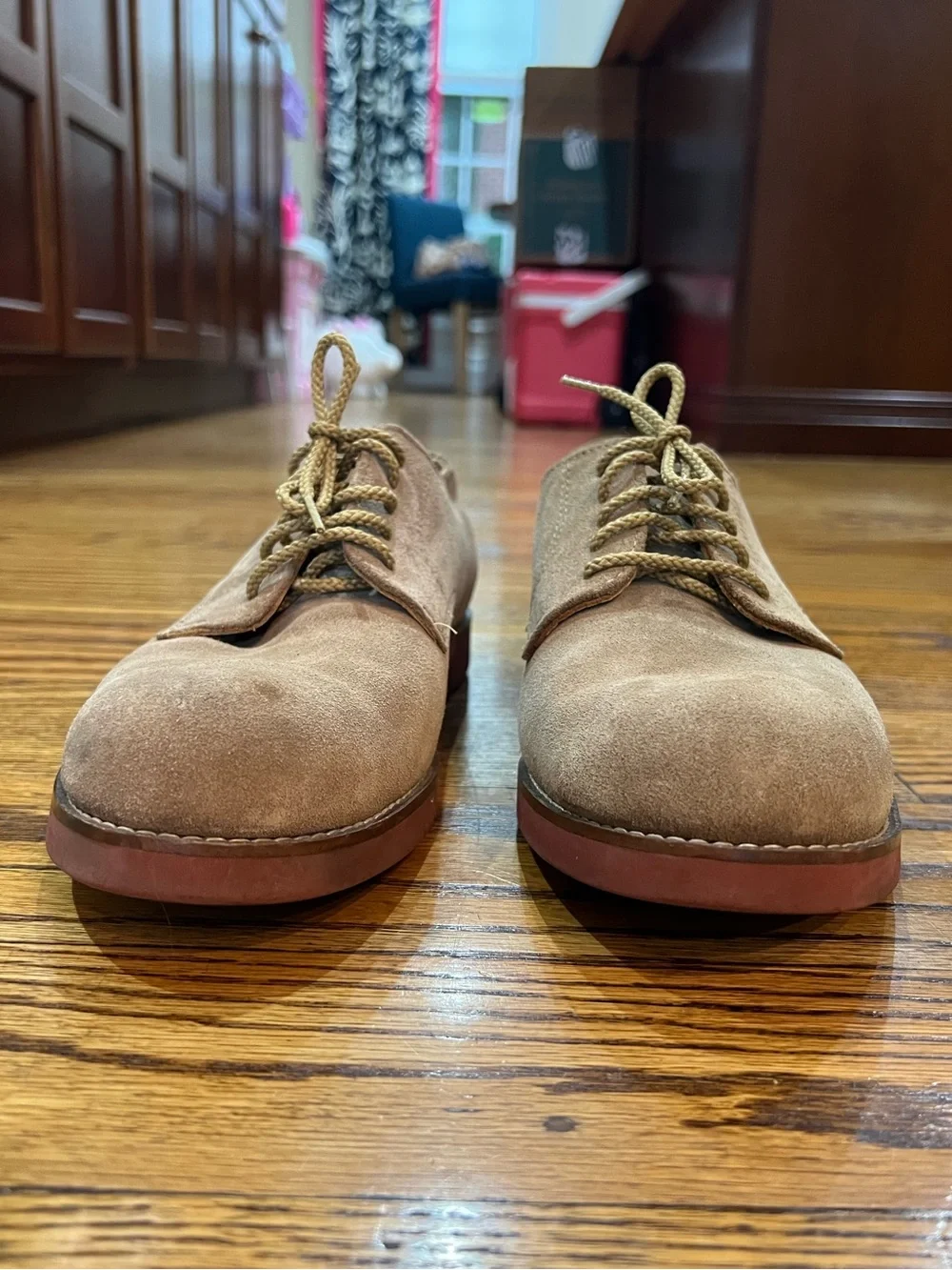 L.L. Bean Classic Suede Bucks Oxfords Sz 9.5 Tan Academia Preppy Ivy Collegiate